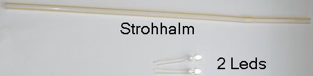 Strohhalm sowie 2 x 5mm-Leds